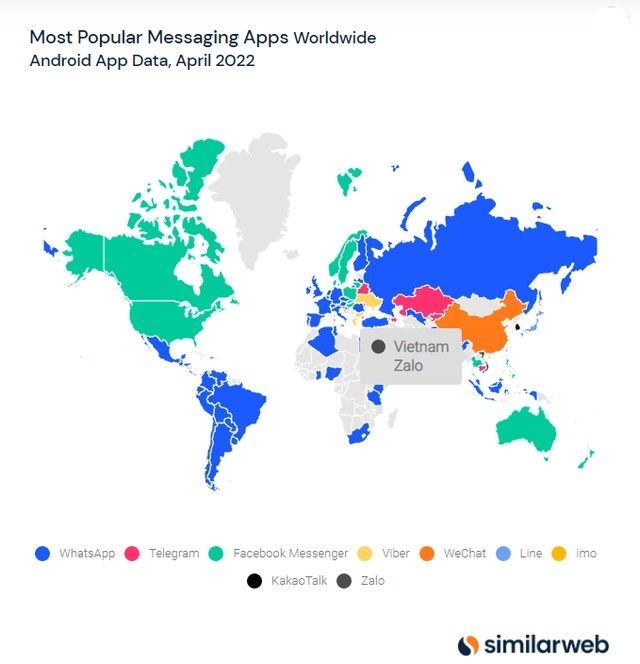 Which messaging app is the most popular in each country in the world - does it charge? - Photo 1. Which messaging app is the most popular in each country in the world - does it charge? - Photo 1.